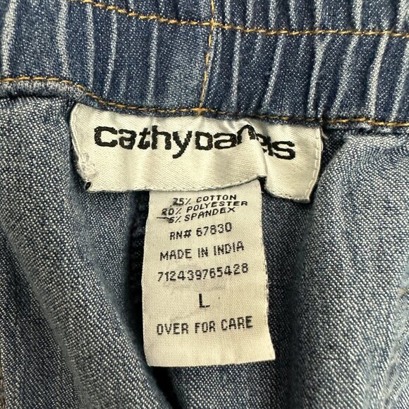 Cathy Daniels Pull On Straight Slit Hem Women's size L Dark Blue Denim jeans - Picture 4 of 5